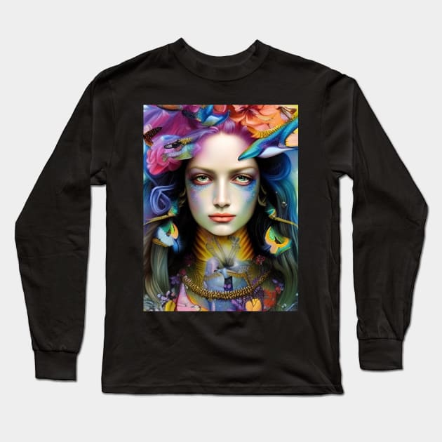 Hecate Goddess of Magic and Witchcraft by Ziola Rosa Pretty Flowers Spellbinding Girl Pagan Witch Long Sleeve T-Shirt by ZiolaRosa